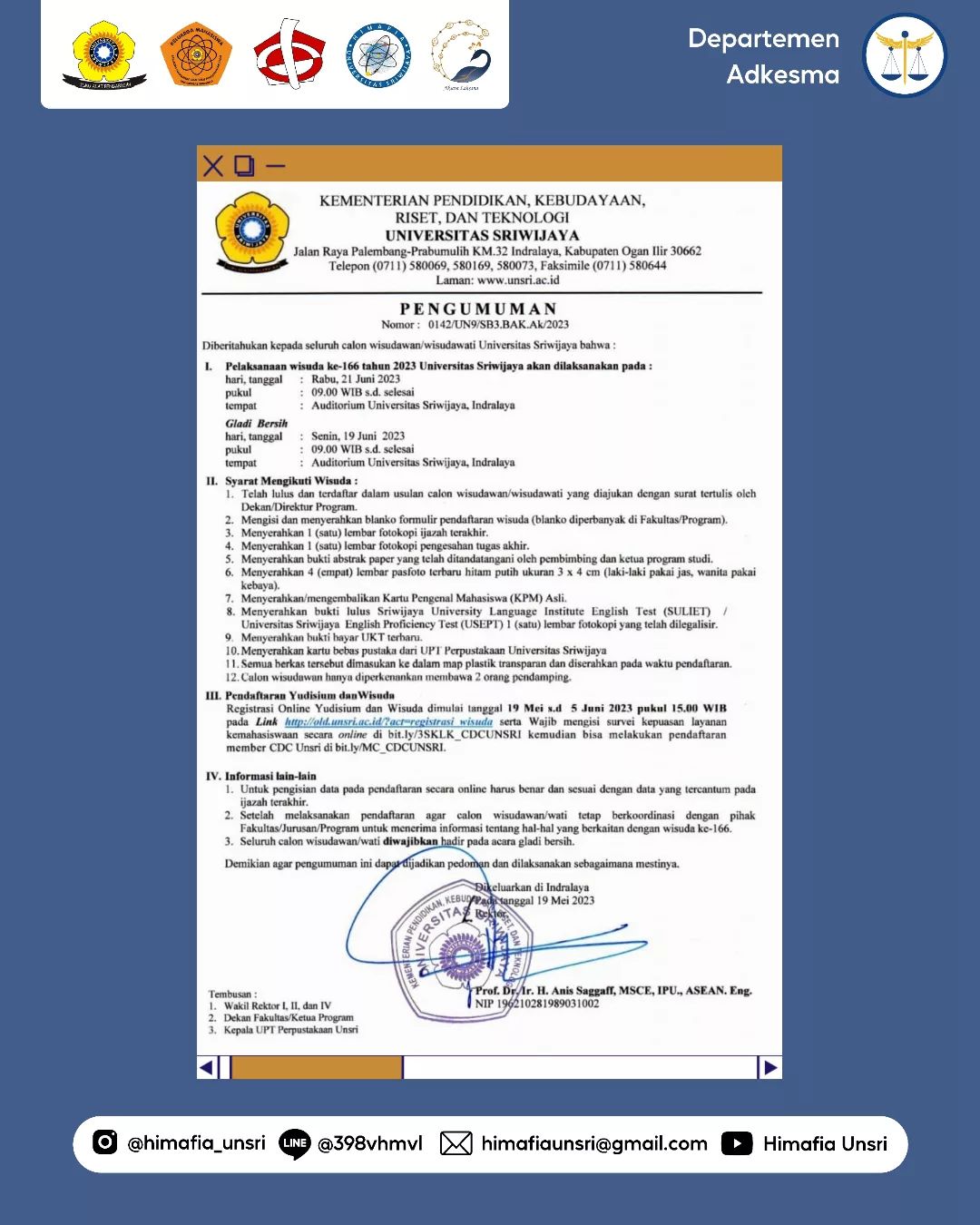 [Sekilas Info Adkesma #12 : Pengumuman Wisuda Ke-166]