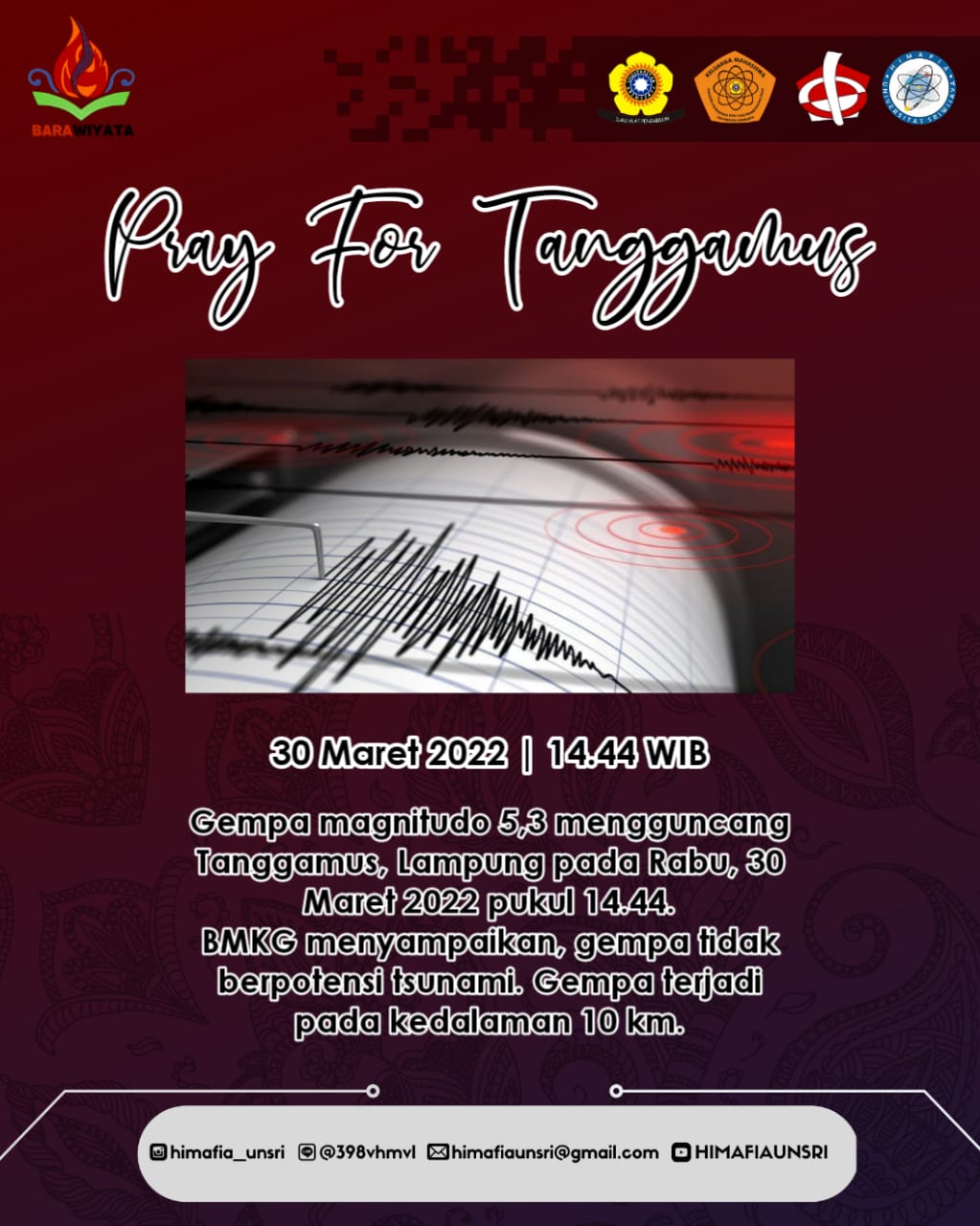 Gempa M 5,3 Guncang Tanggamus, Lampung 