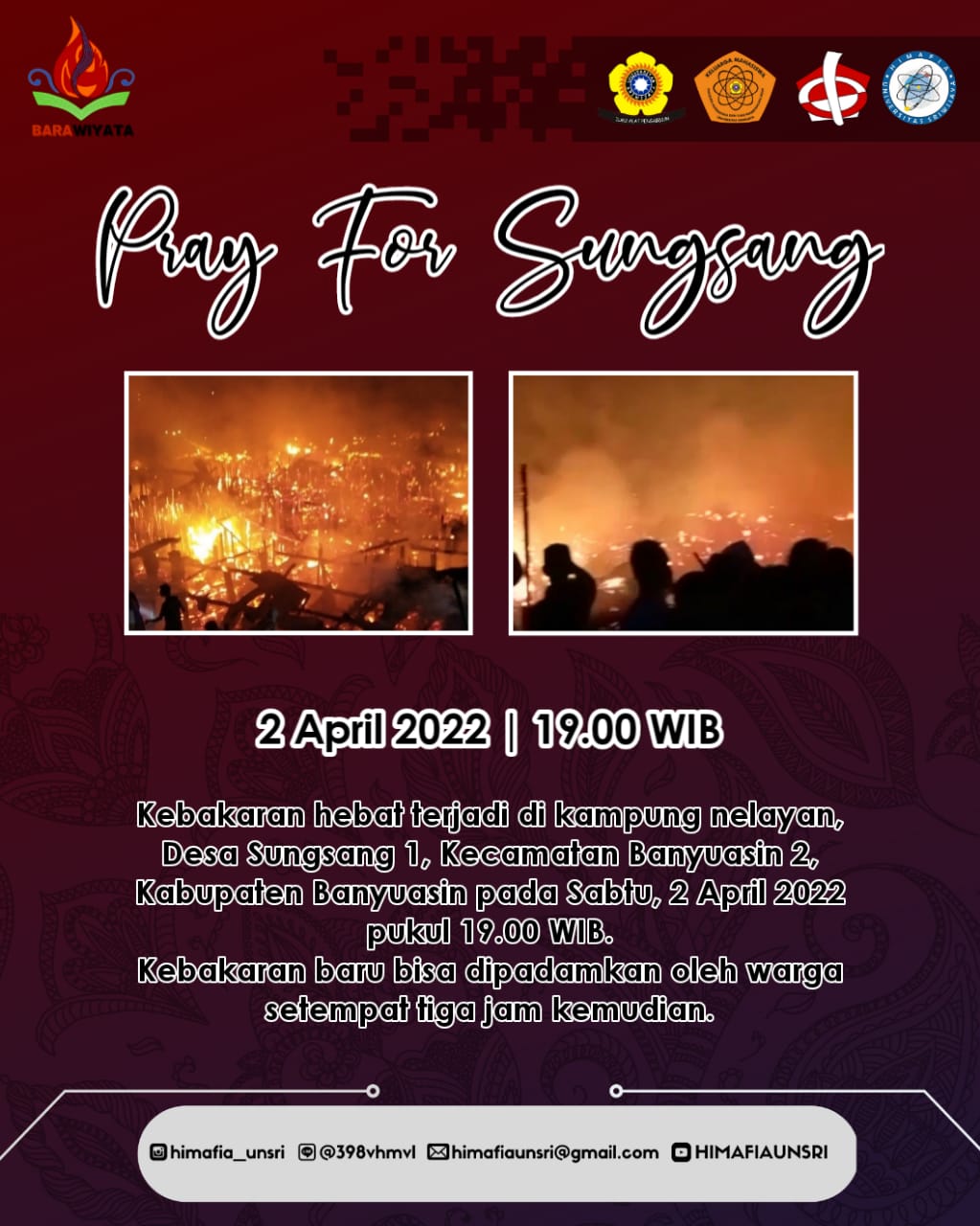 Puluhan Rumah di Kampung Nelayan Sungsang Banyuasin Terbakar Saat Malam Tarawih Pertama