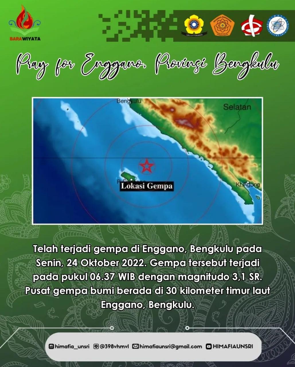 [Breaking News Of Sosmasling #37: Gempa M 3,1 Guncang Enggano, Provinsi Bengkulu]