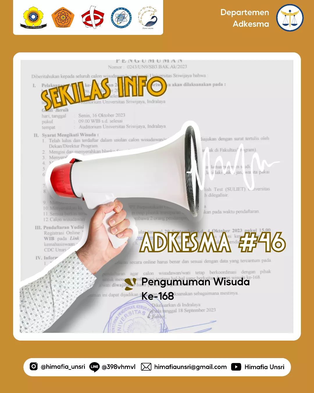 [Sekilas Info Adkesma #46: Pengumuman Wisuda Ke-168]